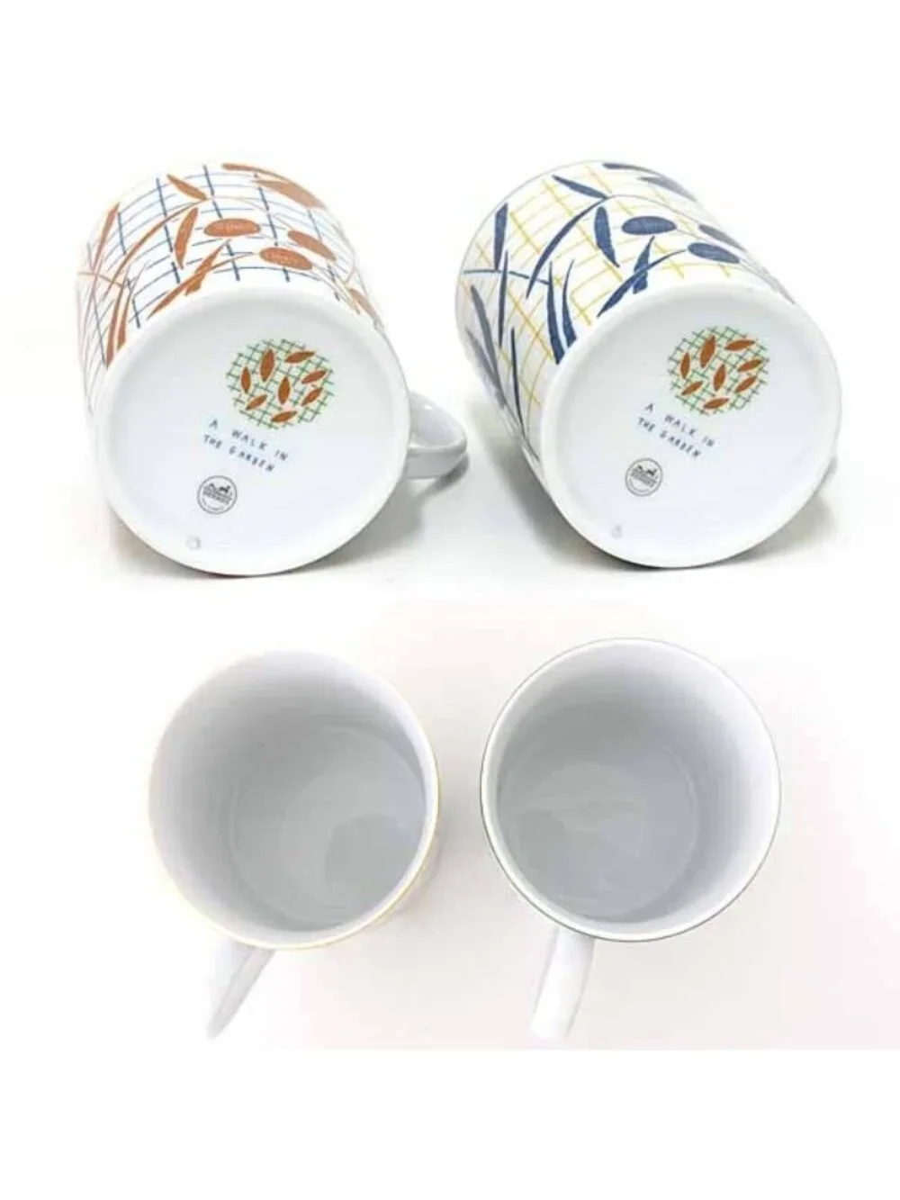 Hermes Mug <walk In The Garden> Set Of 2 Mugs Porcelain P Blue